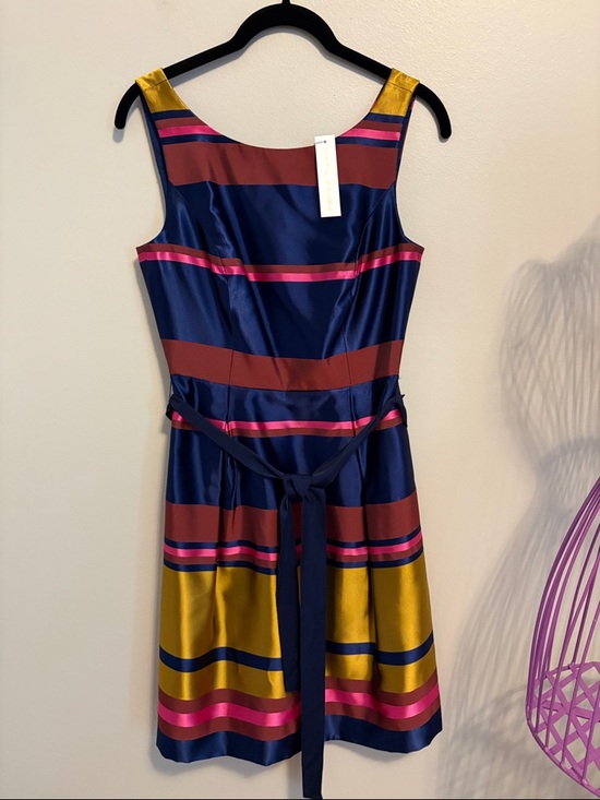 Trina Turk Dresses & Skirts - Trina Turk Navy, Mustard & Rust Striped Midi Dress